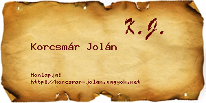 Korcsmár Jolán névjegykártya
