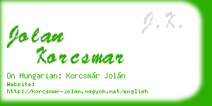jolan korcsmar business card